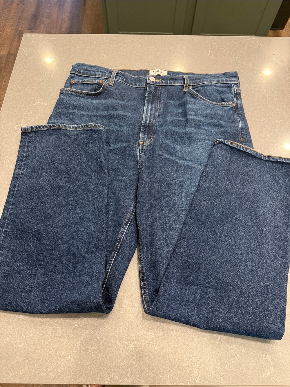 Agolde Women's Dark Blue Straight Leg Jeans